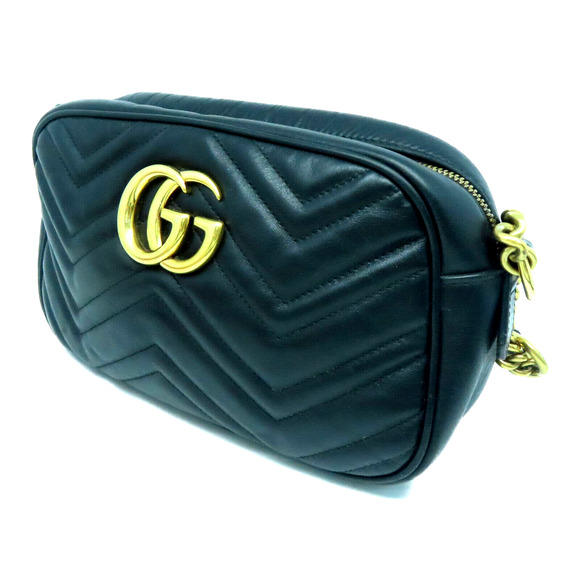 💎✨BEAUTIFUL✨💎 Gucci GG Marmont Chain Crossbody Leather Black Shoulder Bag - Picture 4 of 14